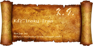 Kálnoky Irma névjegykártya