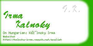 irma kalnoky business card